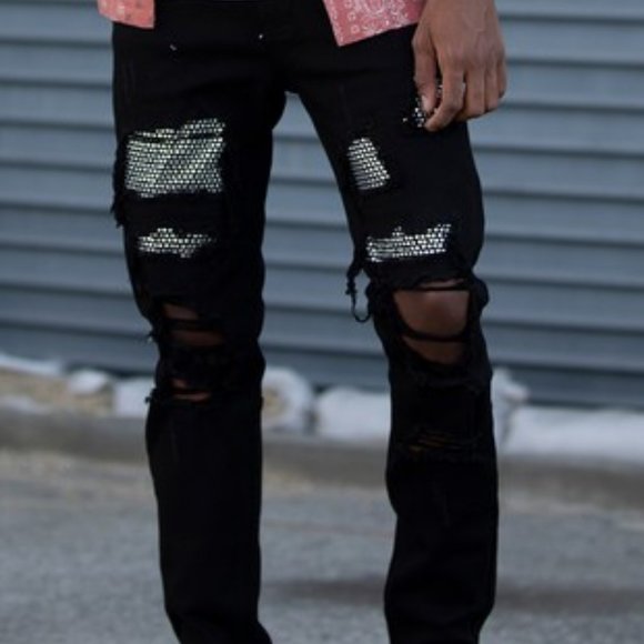 kndk black ripped jeans - Picture 1 of 2